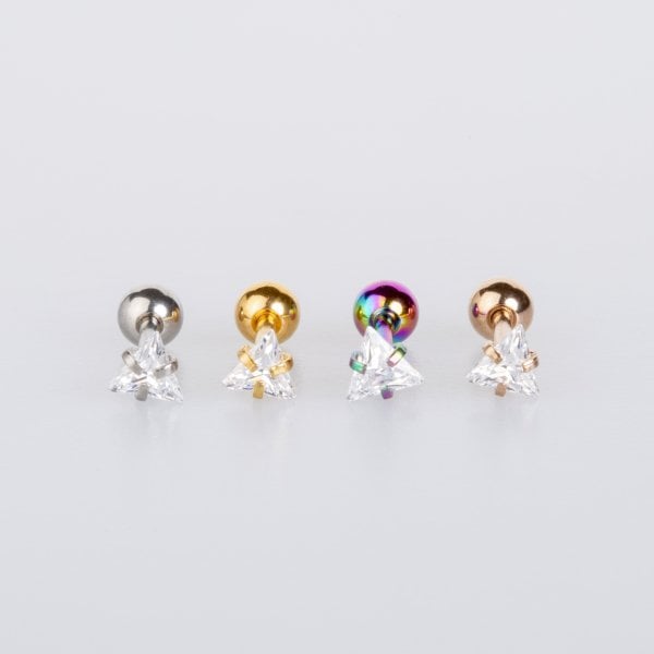 Piercing Tragus 4mm Triangle Stone Yellow