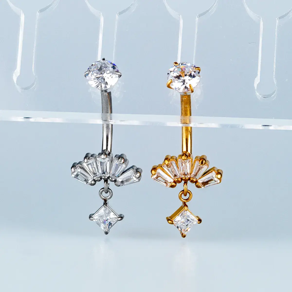 Toptan Piercing 316L Cerrahi Çelik Taşlı Taç Göbek Vos Etnik Takı