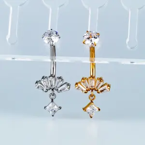 Toptan Piercing 316L Cerrahi Çelik Taşlı Taç Göbek Vos Etnik Takı Beyaz