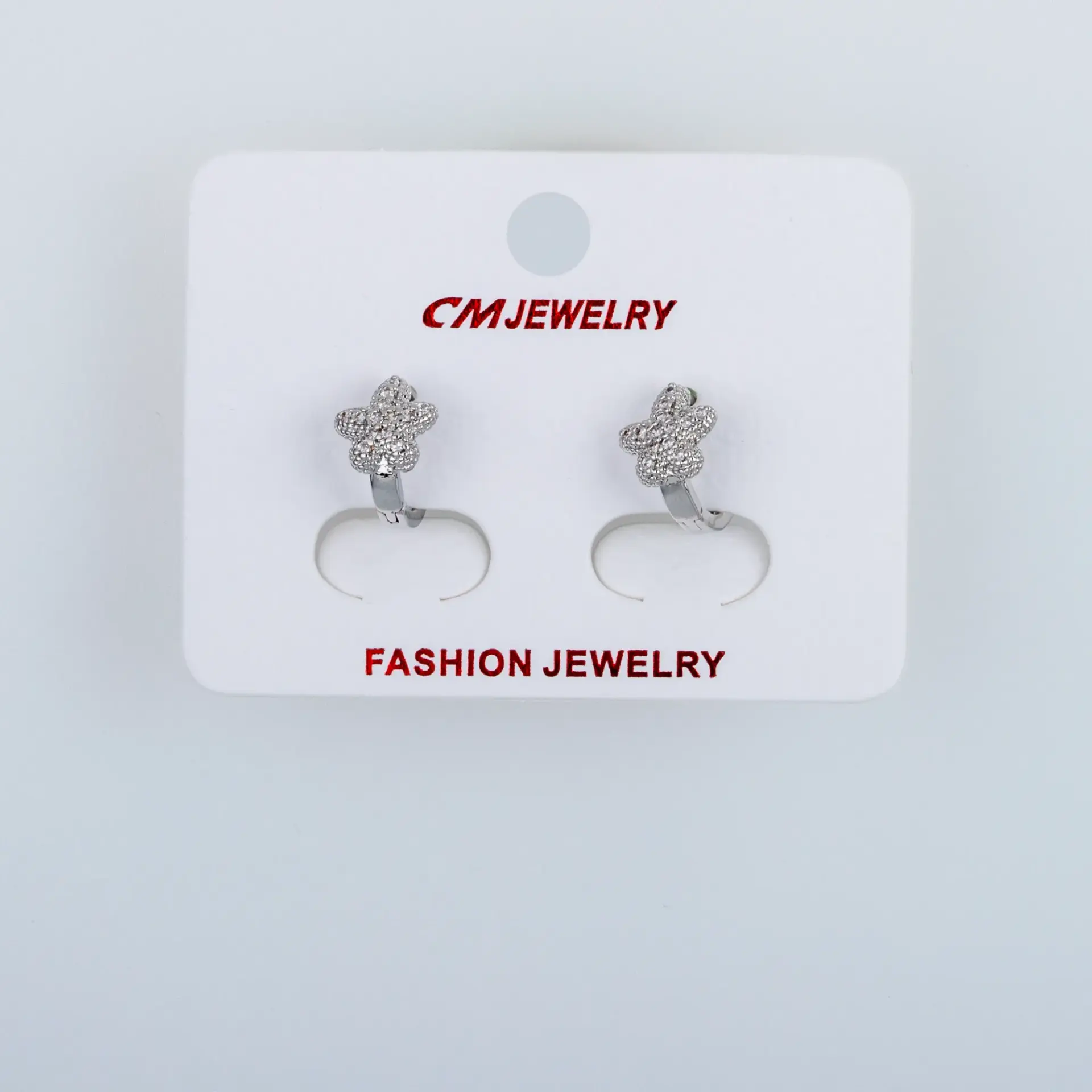 CM Jewelry Platin Kaplama Tırnaklı Halka Küpe Yıldız