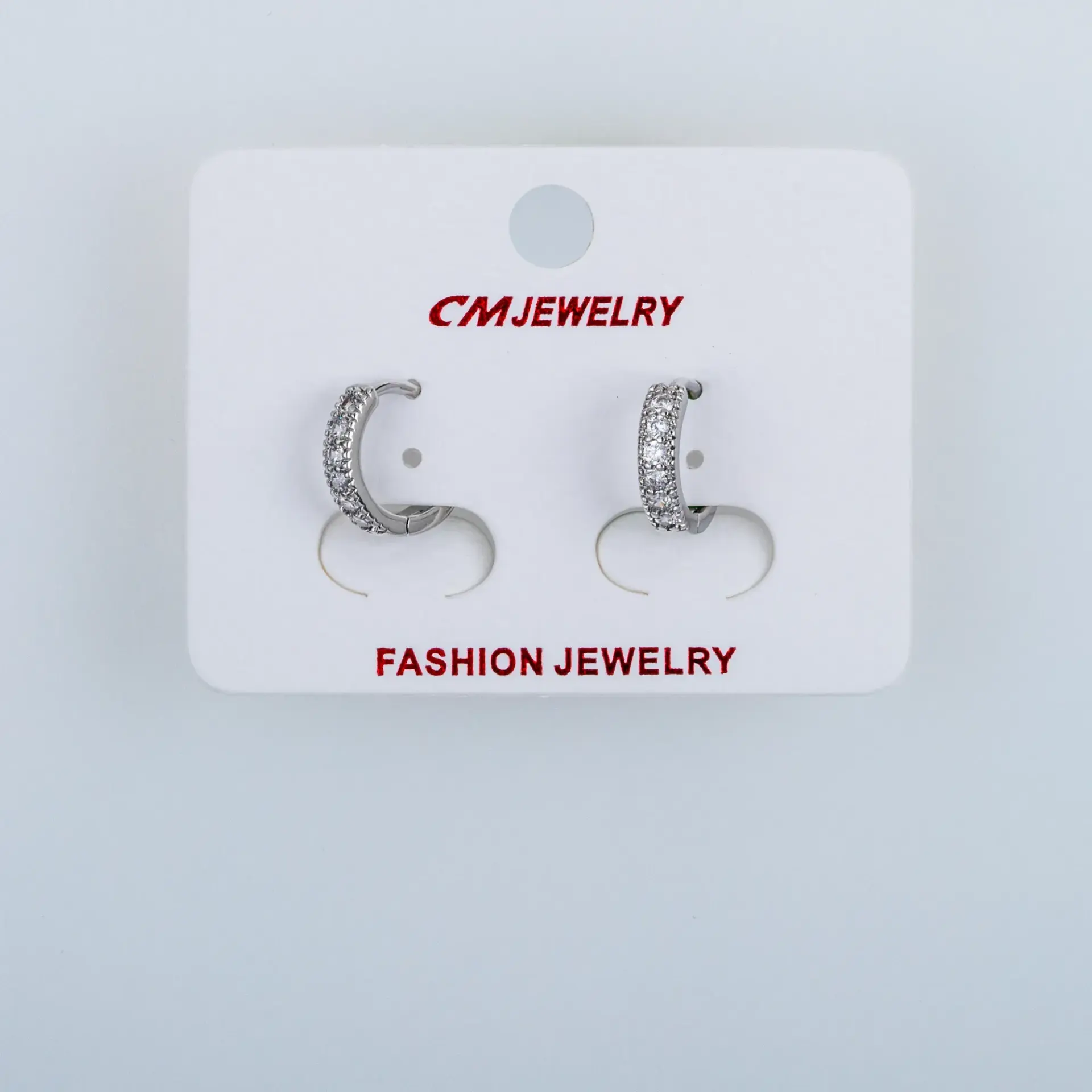 CM Jewelry Platin Kaplama Tırnaklı Halka Küpe