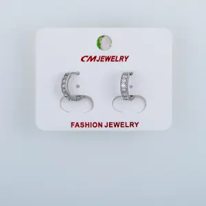 CM Jewelry Platin Kaplama Tırnaklı Halka Küpe