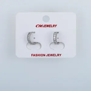 CM Jewelry Platin Kaplama Tırnaklı Halka Küpe