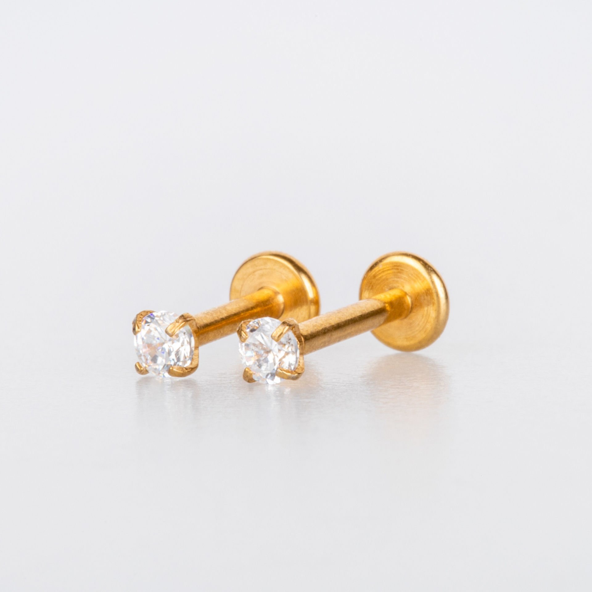 Piercing Labret 2.5mm Yuvarlak Taş Boy: 1.2x8x2.5mm