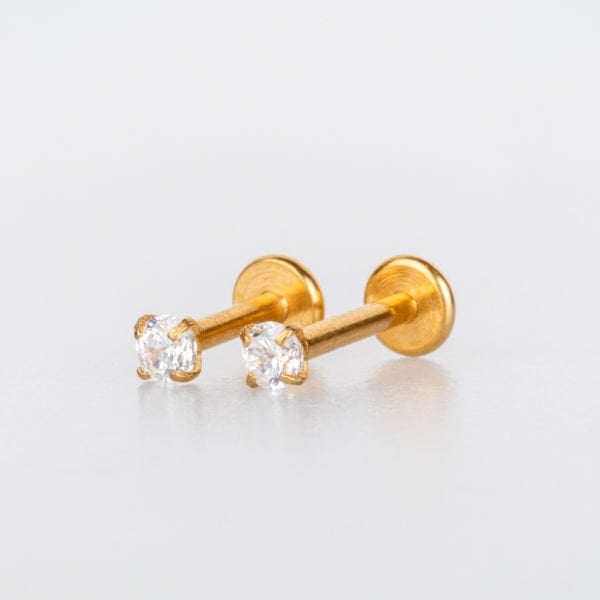 Toptan 316L Çelik Piercing Labret 2.5mm Yuvarlak Taş Boy: 1.2x6x2.5mm