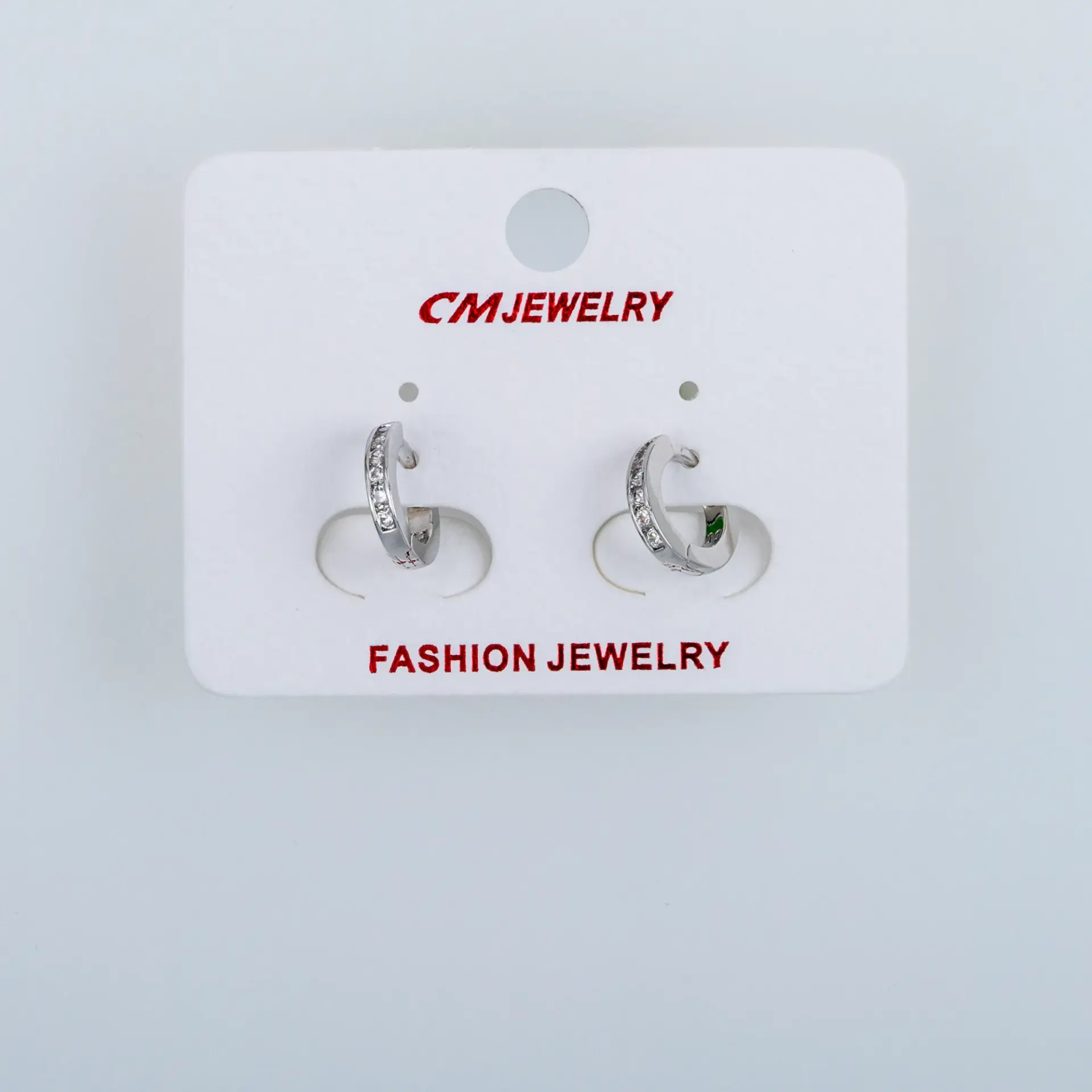 CM Jewelry Platin Kaplama Tırnaklı Halka Küpe