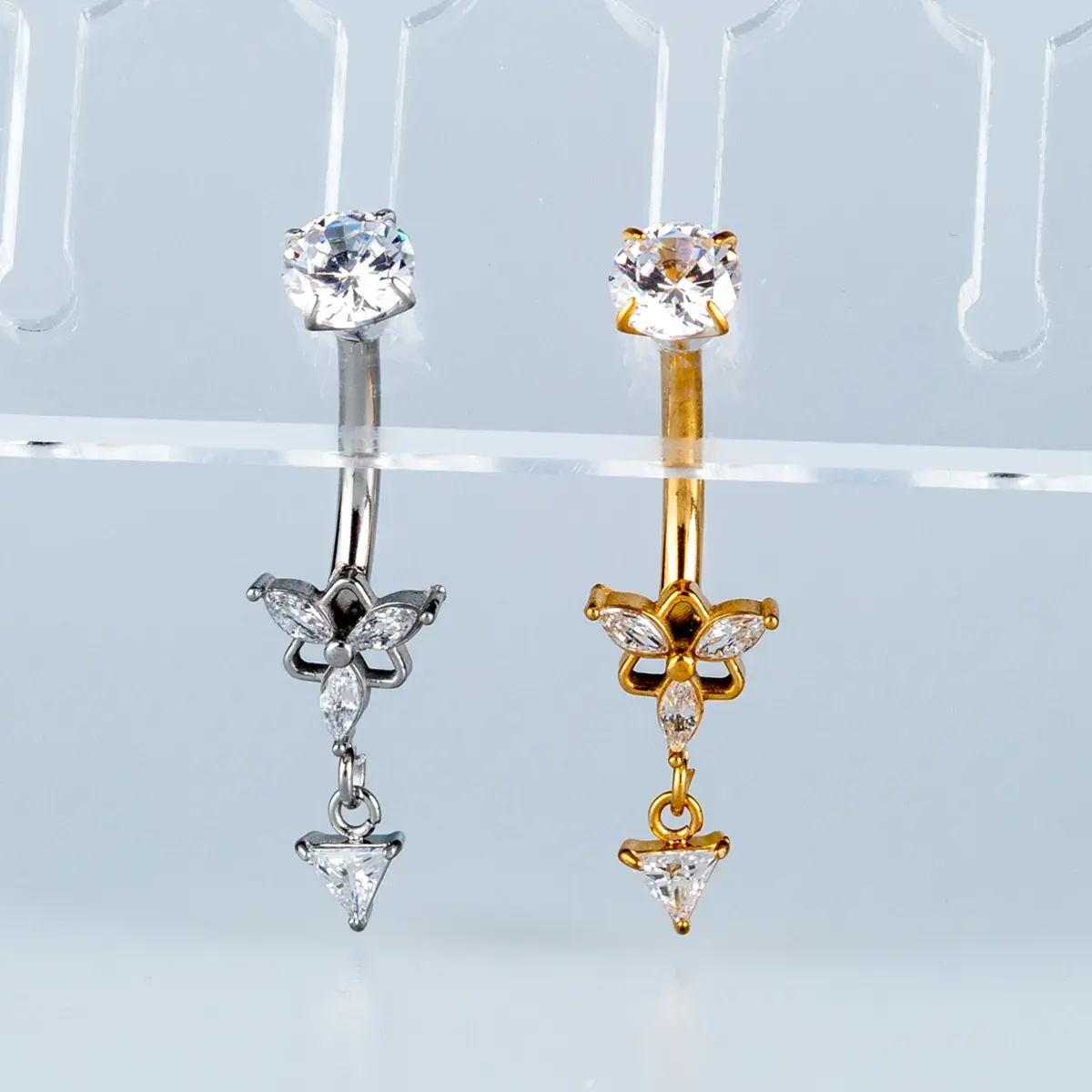 Toptan Piercing 316L Cerrahi Çelik Taşlı Kelebek Göbek Vos Etnik Takı