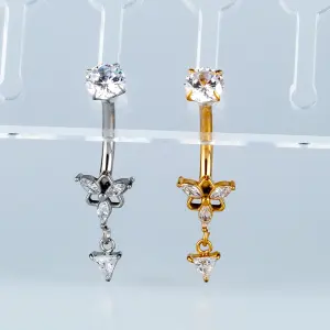 Toptan Piercing 316L Cerrahi Çelik Taşlı Kelebek Göbek Vos Etnik Takı Beyaz