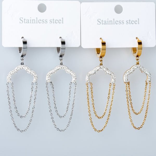 Steel Earring - Double Yellow