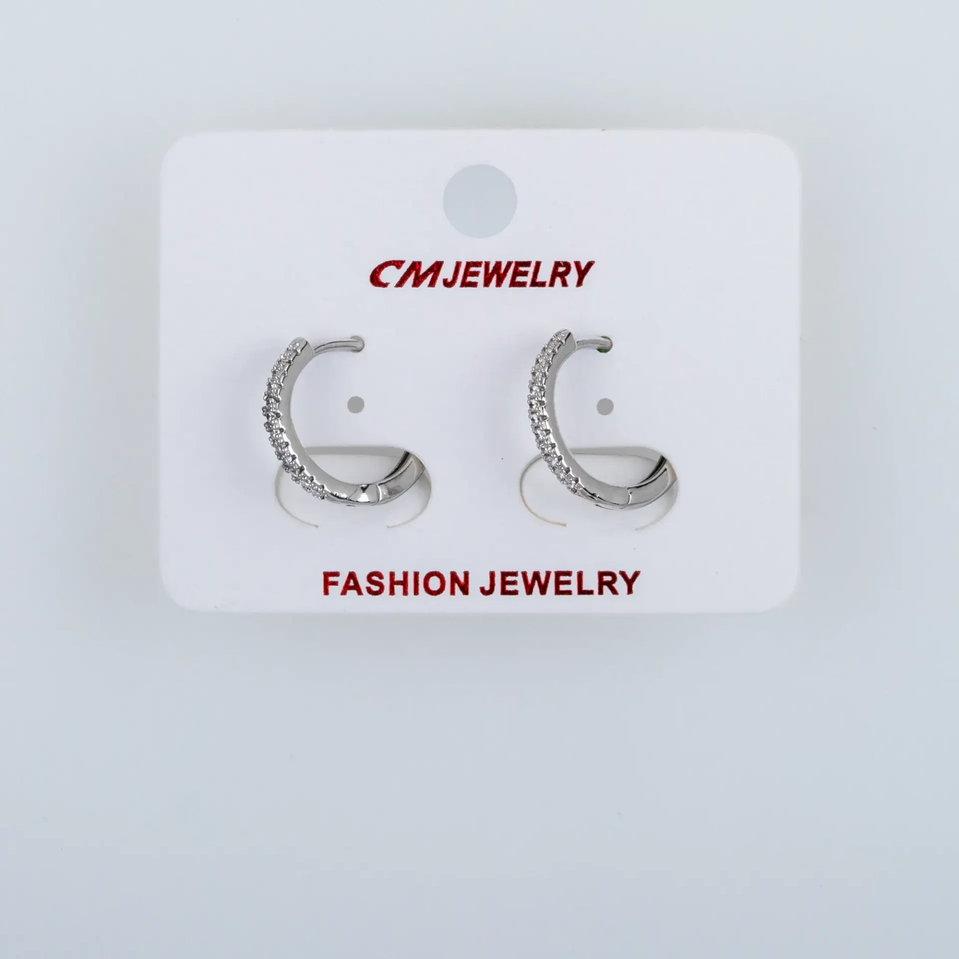 CM Jewelry Platin Kaplama Tırnaklı Halka Küpe