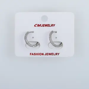 CM Jewelry Platin Kaplama Tırnaklı Halka Küpe