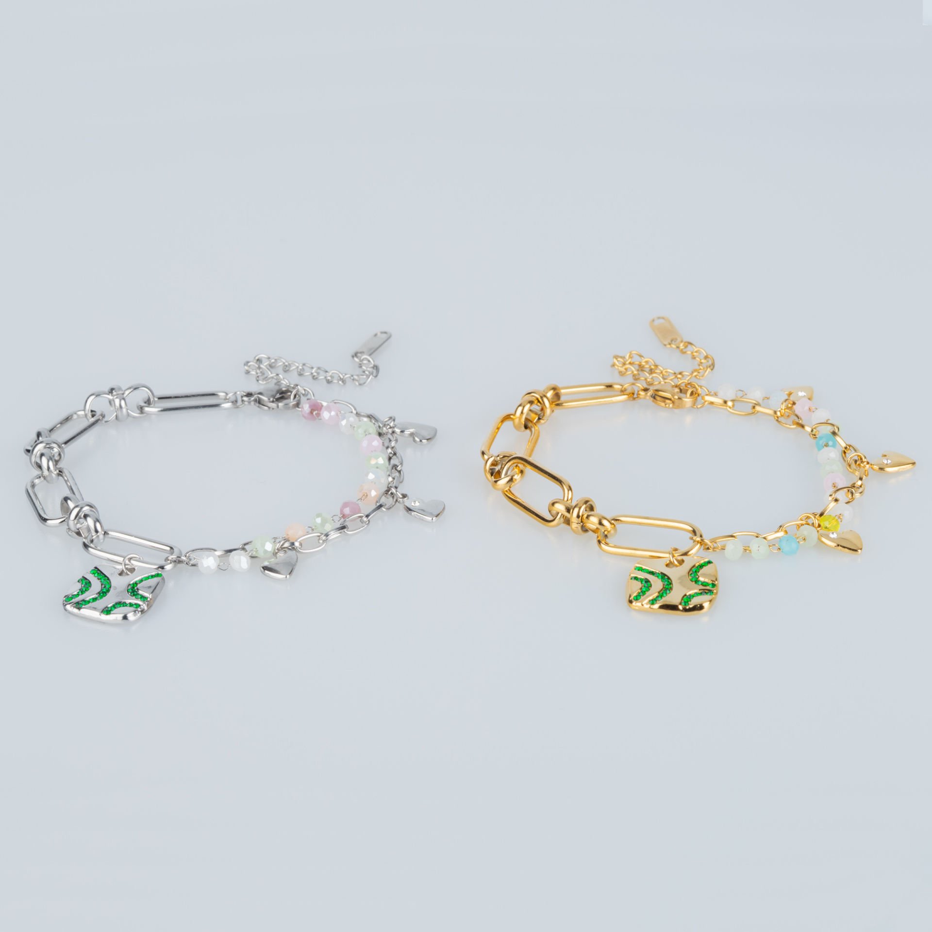 Çelik Zincir Bileklik Doğal Taş