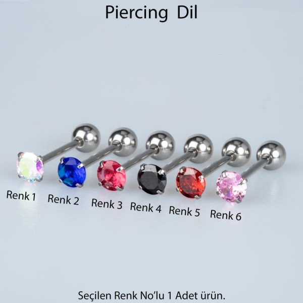 Piercing Dİl 6mm Taş