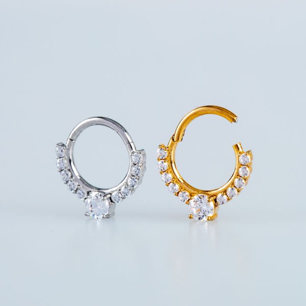 Ring Piercing Segment Stone Yellow 8mm