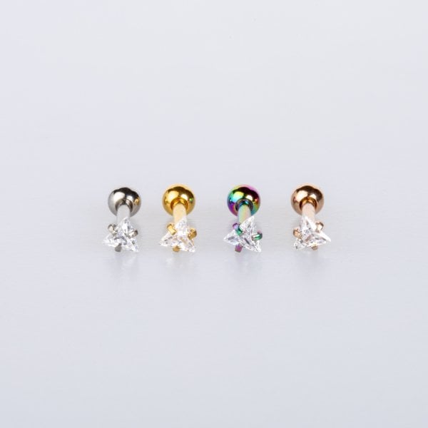 Piercing Tragus 3mm Triangle Stone Yellow