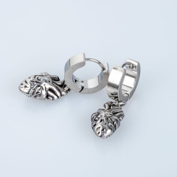 Steel Earring Heart - Double