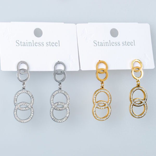 أقراط فولاذية - بيضاء مزدوجة