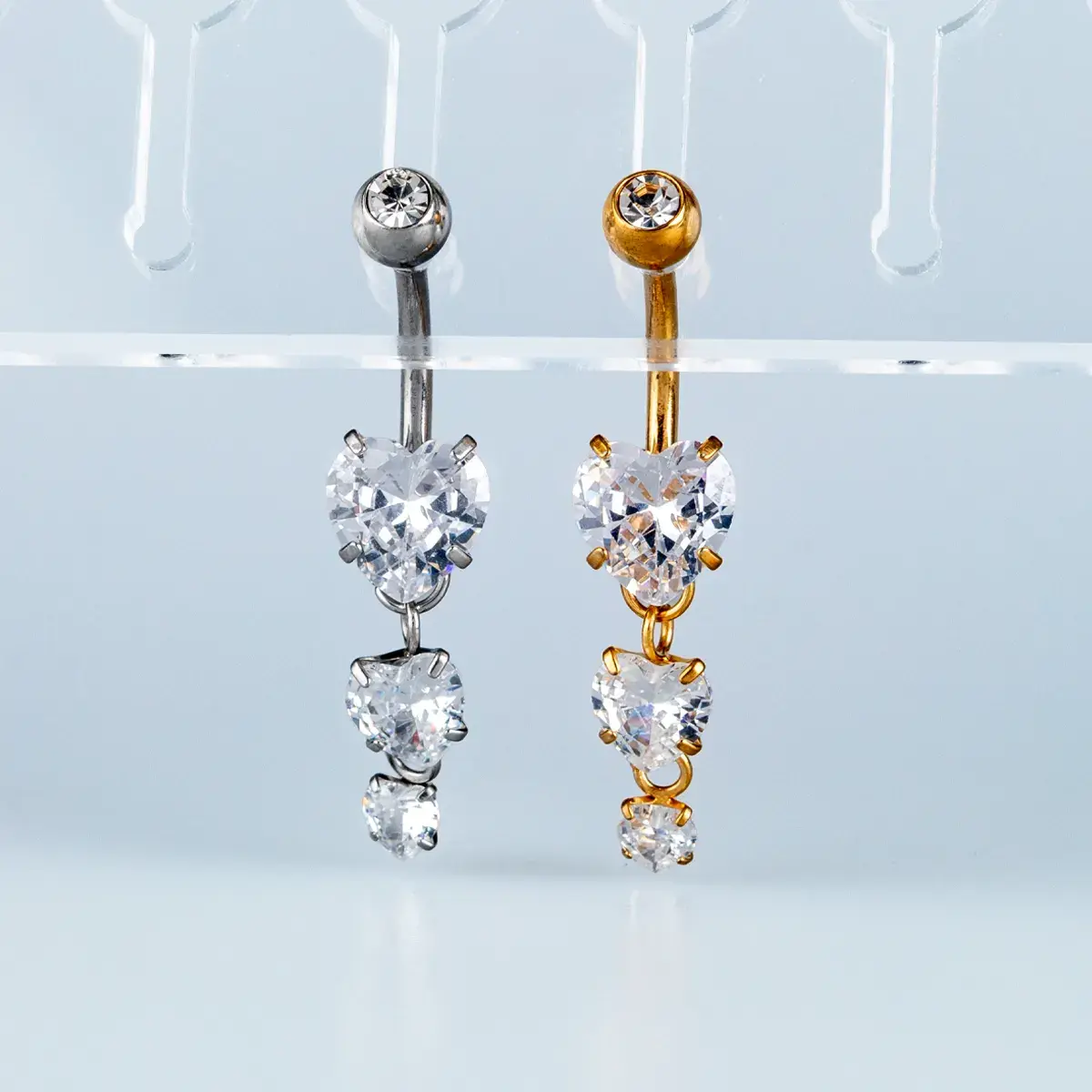 Toptan Piercing 316L Cerrahi Çelik Üçlü Kalp Göbek Vos Etnik Takı
