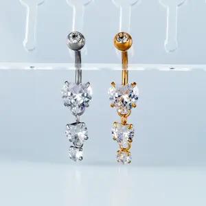 Toptan Piercing 316L Cerrahi Çelik Üçlü Kalp Göbek Vos Etnik Takı Beyaz