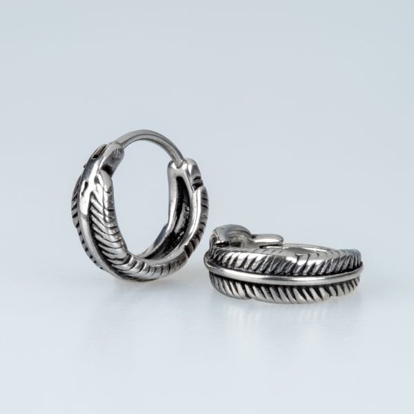 Çelik Küpe Gotik Tüy - Çift