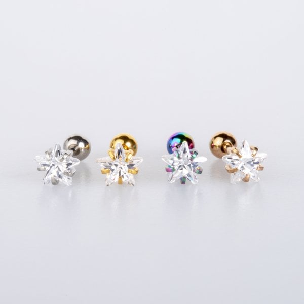 Piercing Tragus 6mm Yıldız Taş