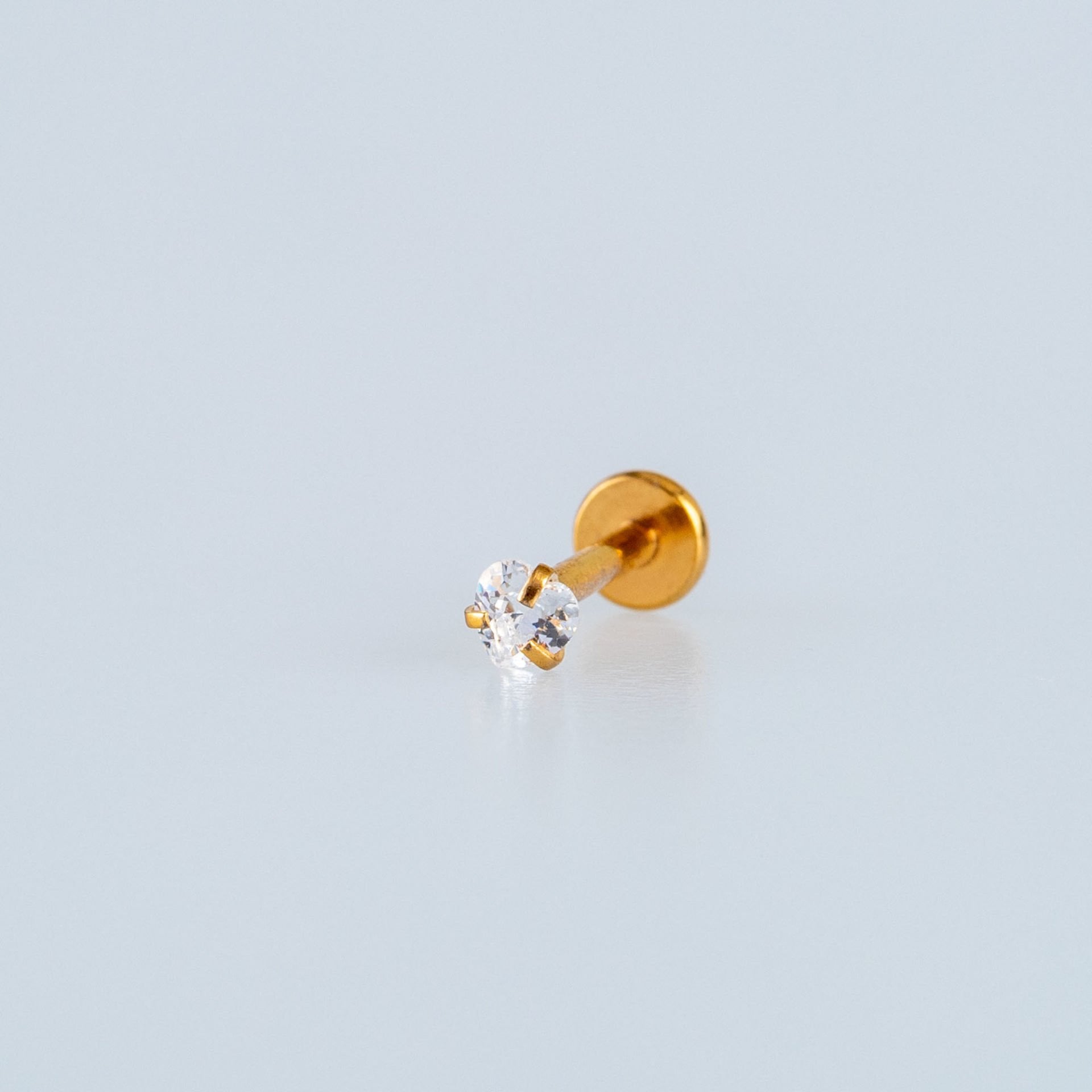 Toptan 316L Çelik Piercing Labret 3mm Kalp Taş