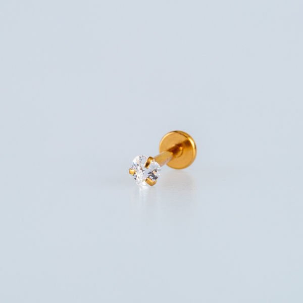 Toptan 316L Çelik Piercing Labret 3mm Kalp Taş
