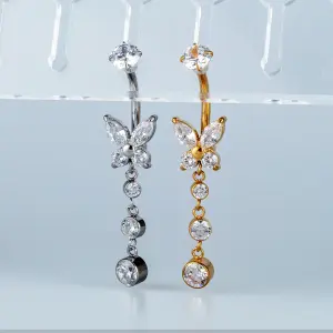 Toptan Piercing 316L Cerrahi Çelik Kelebek Göbek Vos Etnik Takı Beyaz