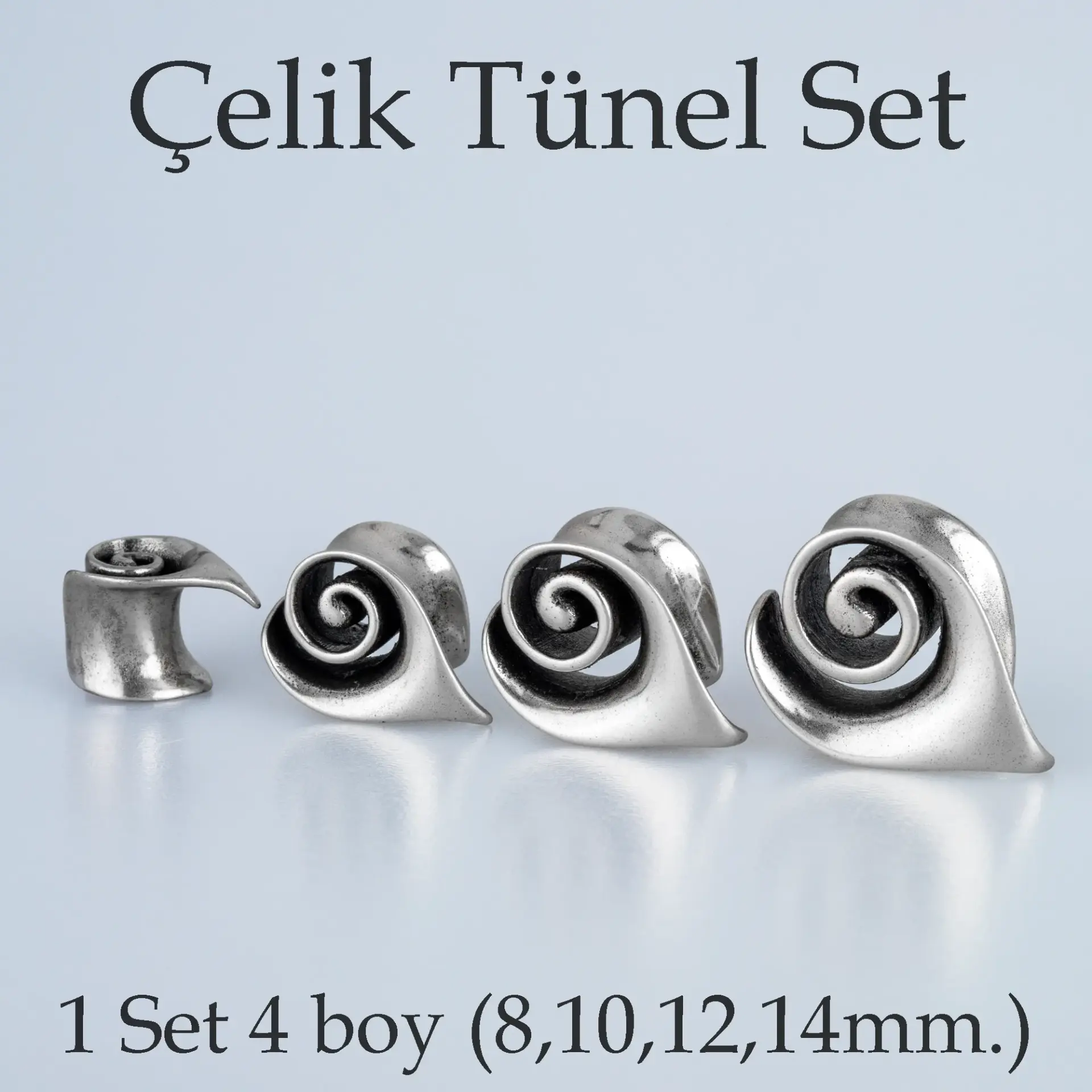 Piercing Çelik Tünel Gotik Spiral Leaf 1 Set 4 Boy