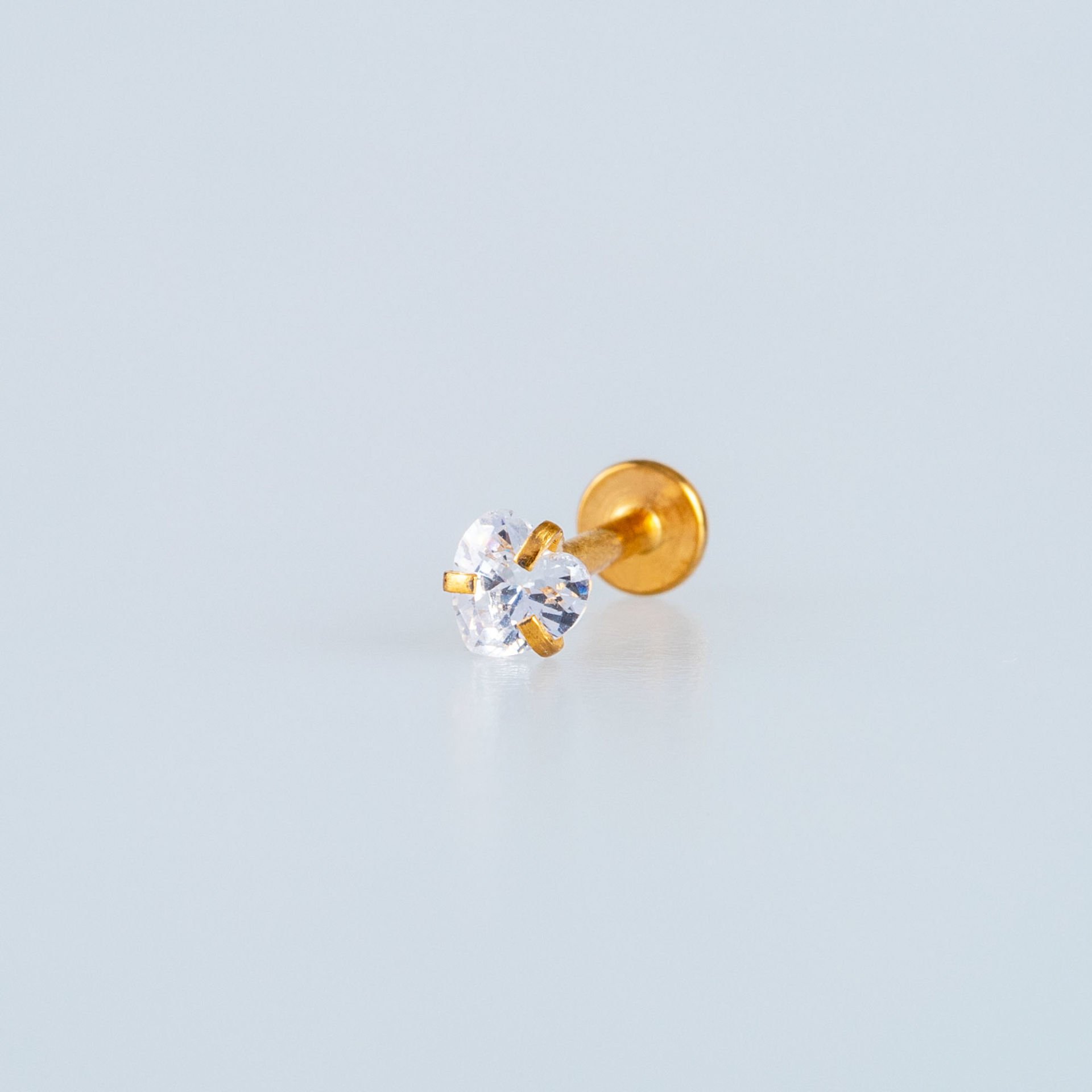 Piercing Labret 4mm Kalp Taş