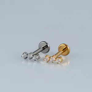 Toptan G23 Titanyum Üçlü Sıralı Piercing Beyaz 8mm