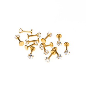 Toptan 316L Çelik Piercing Labret 4mm Kalp Taş Boy: 1.2x6x4mm