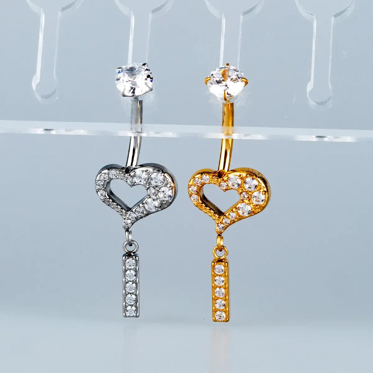Toptan Piercing 316L Cerrahi Çelik Taşlı Kalp Göbek Vos Etnik Takı