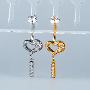 Toptan Piercing 316L Cerrahi Çelik Taşlı Kalp Göbek Vos Etnik Takı
