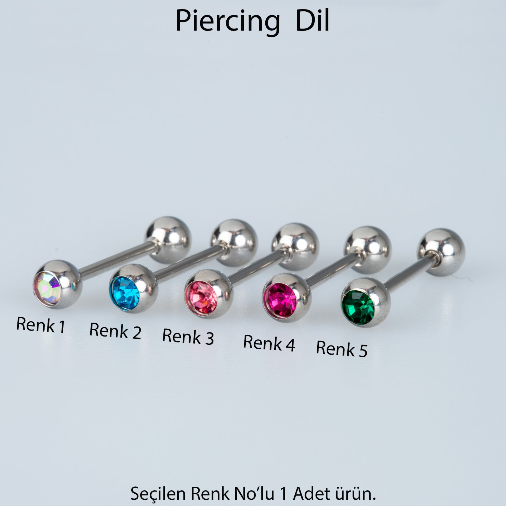 Piercing Dİl 6mm Taşlı Top