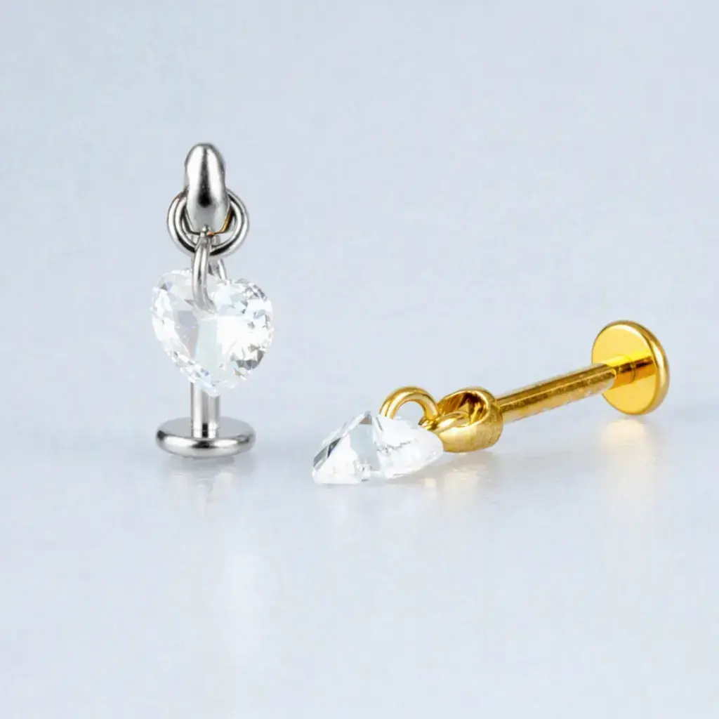 Piercing Titanyum Tragus Kalp Beyaz 8mm