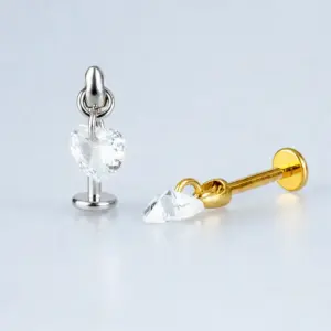 Piercing Titanyum Tragus Kalp Beyaz 8mm