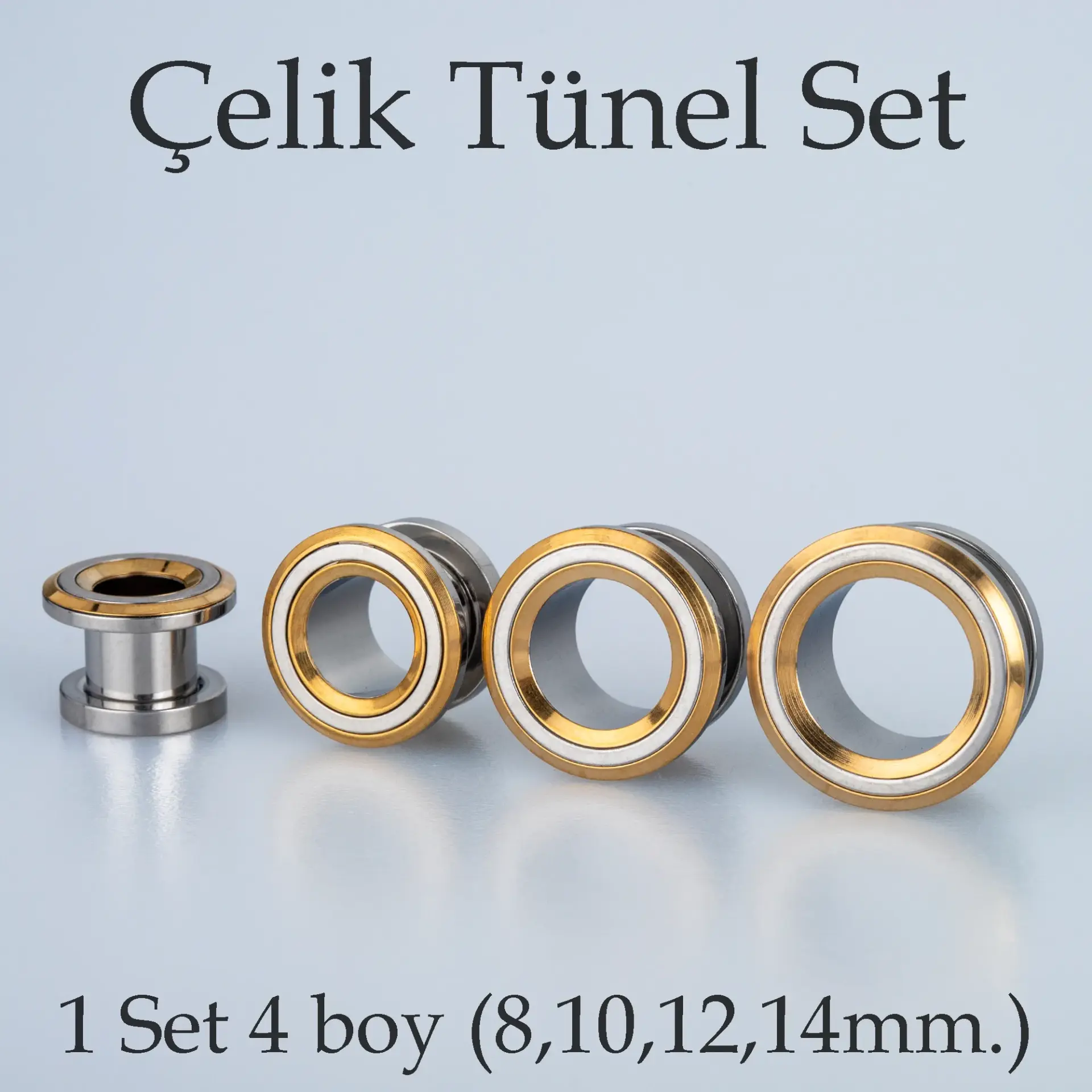 Piercing Çelik Tünel 1 Set 4 Boy