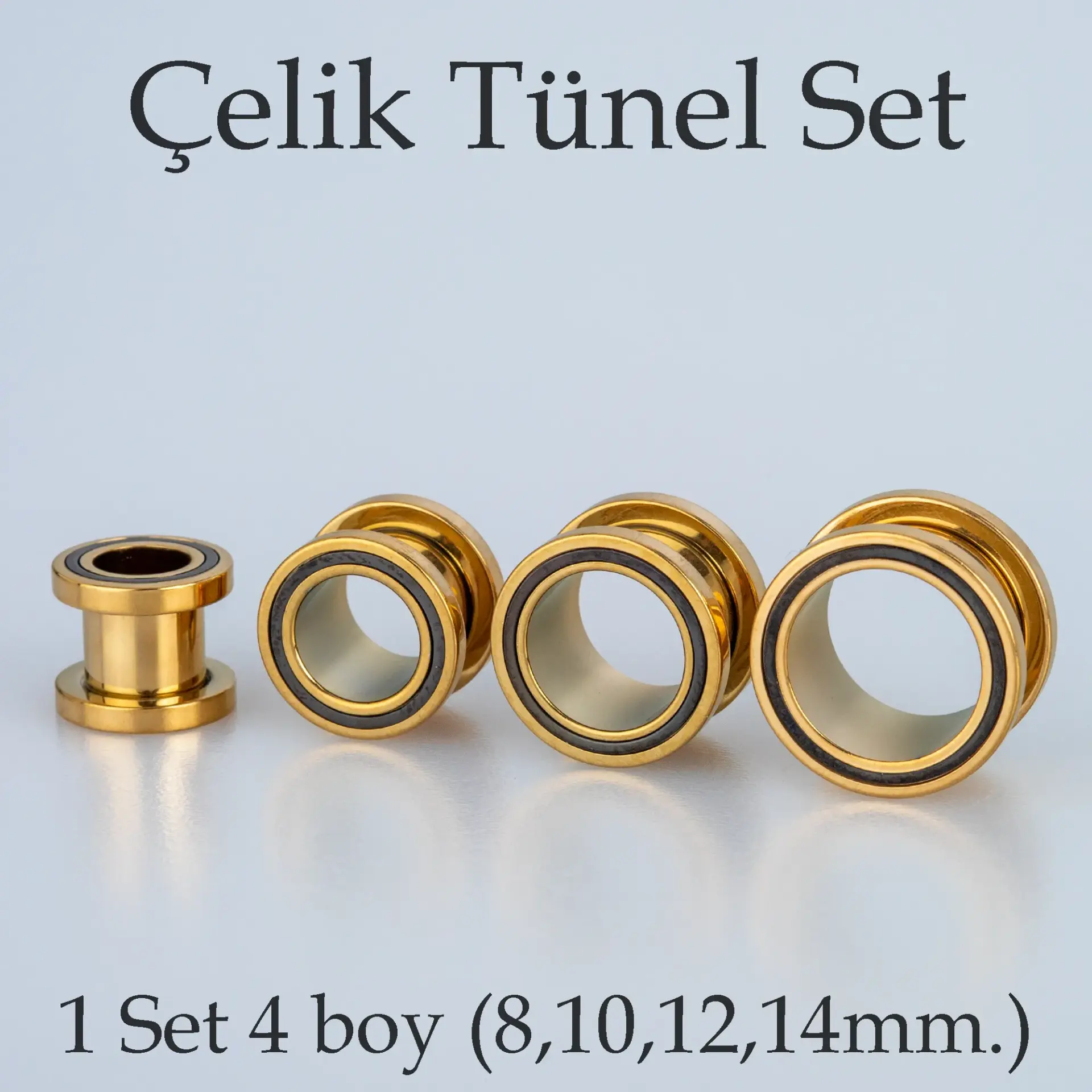 Piercing Çelik Tünel 1 Set 4 Boy
