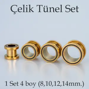 Piercing Çelik Tünel 1 Set 4 Boy