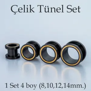 Piercing Çelik Tünel 1 Set 4 Boy
