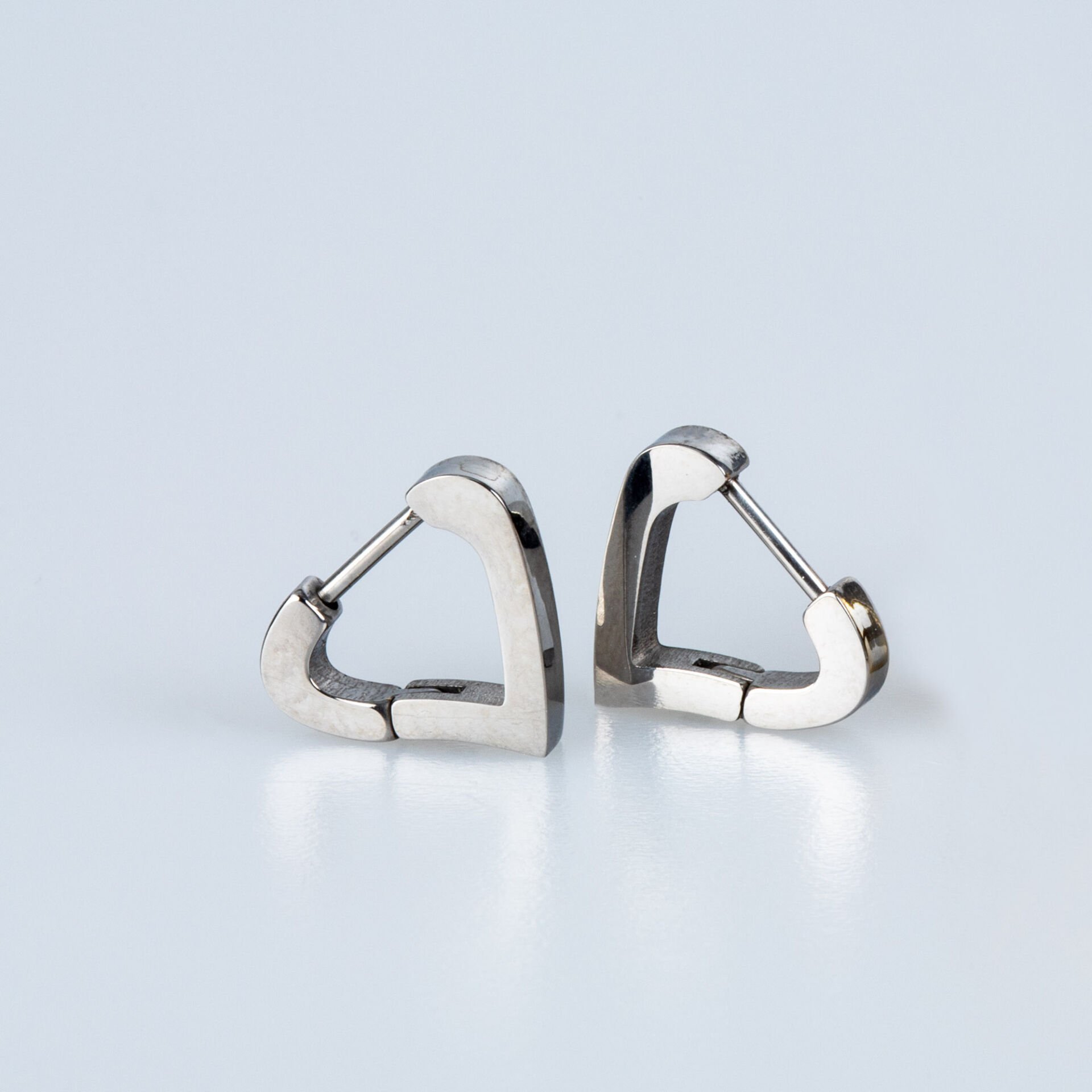 Steel Earring Heart Double