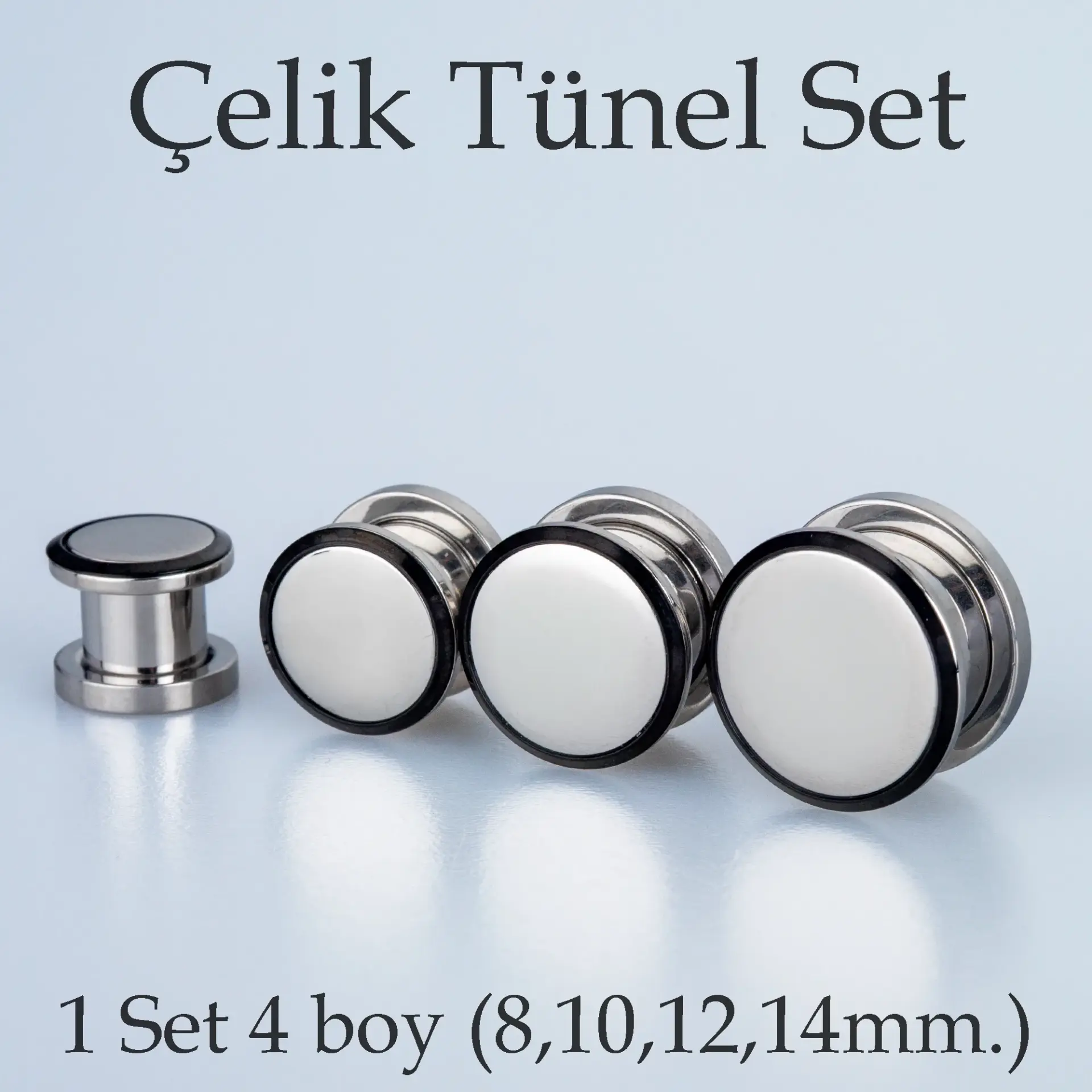 Piercing Çelik Tünel 1 Set 4 Boy