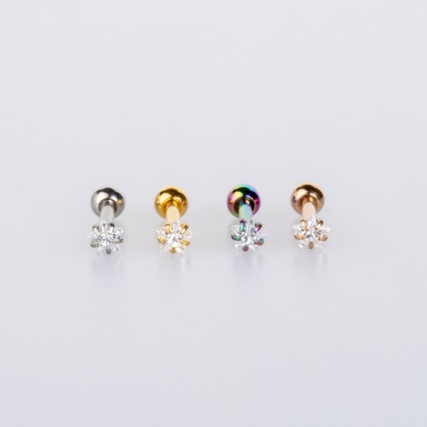 Piercing Tragus 3mm Yıldız Taş Sarı