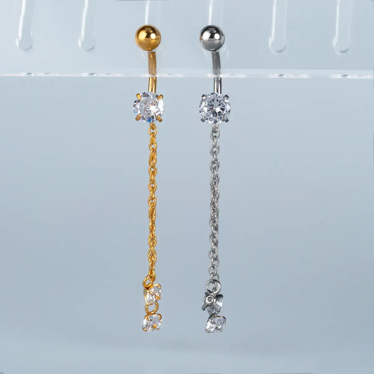 Toptan Piercing 316L Cerrahi Çelik Taşlı Zincirli Göbek Vos Etnik Takı
