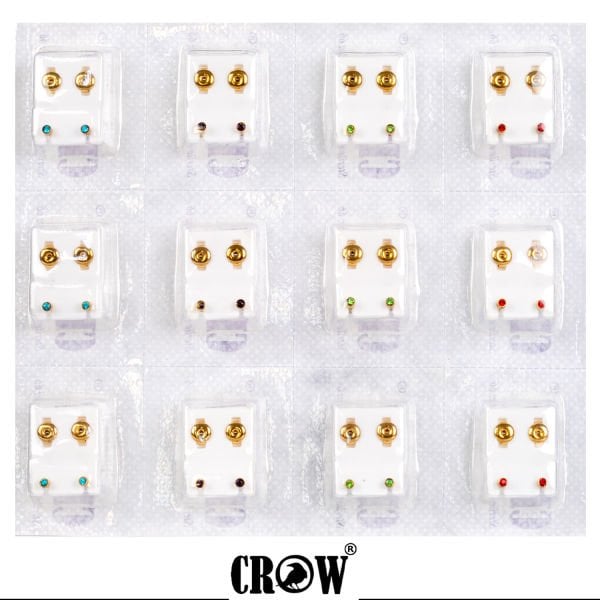 Delim Küpesi 3mm Taşlı Mix 1 Paket 12 Çift