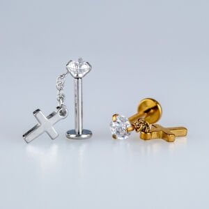 Piercing Çelik Tragus Helix Haç