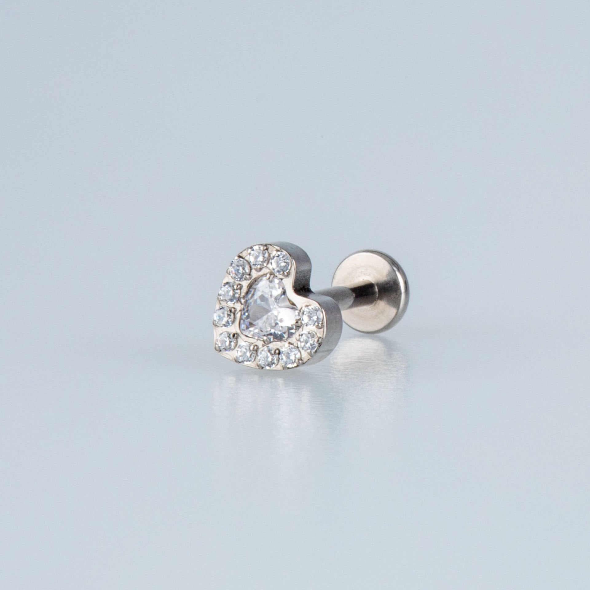 Toptan G23 Titanyum Kalp Piercing Beyaz 8mm