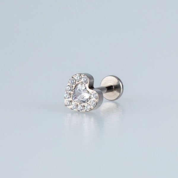 Toptan G23 Titanyum Kalp Piercing Beyaz 8mm