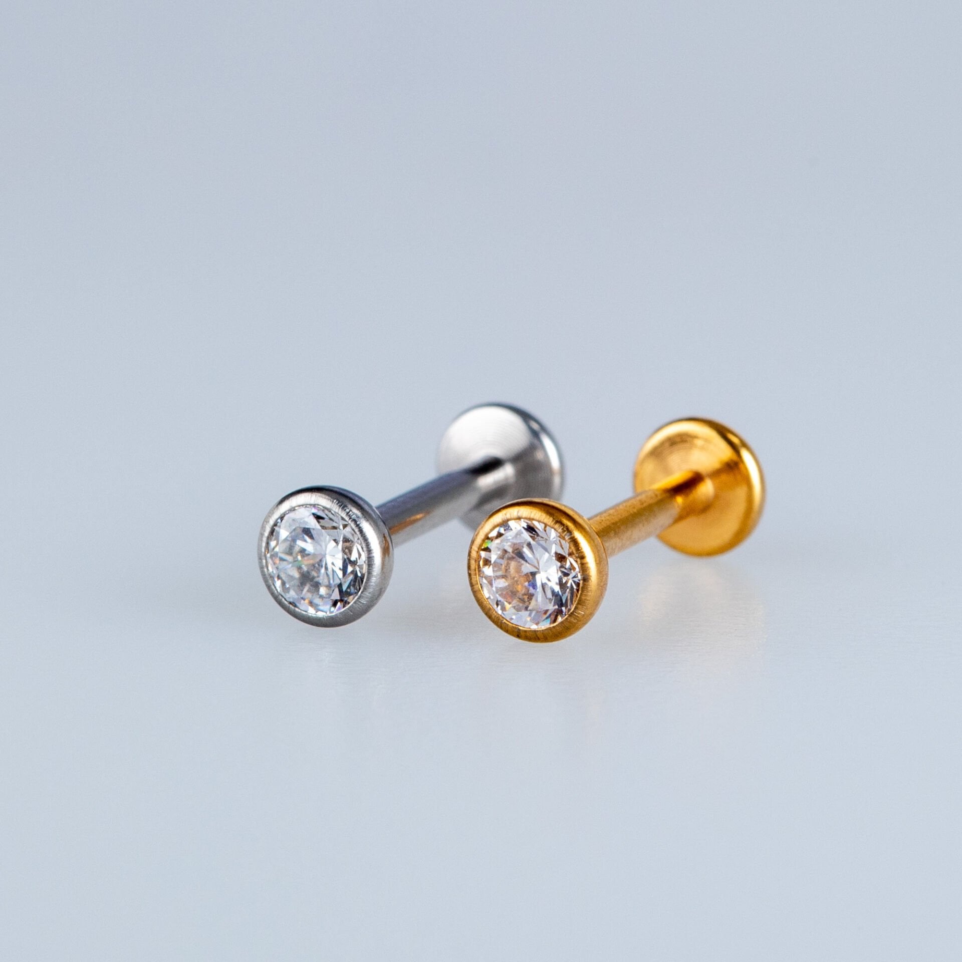 Piercing Çelik Labret 4mm Taş Beyaz 8mm